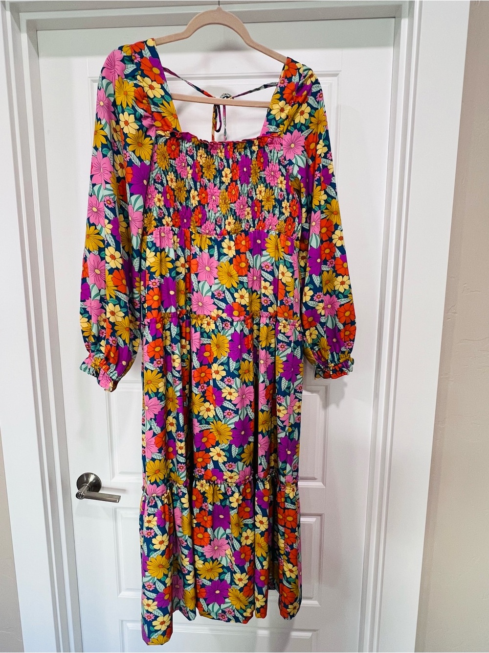 Umgee Woman’s Floral Smocked Maxi Dress - Multicolor. Size M